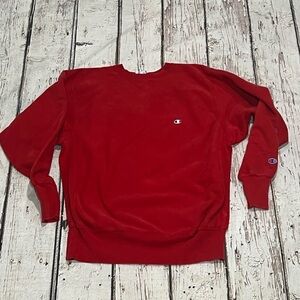 Vintage 80s Red Champion Reverse Weave 1980s Crewneck Pullover Sweatshirt